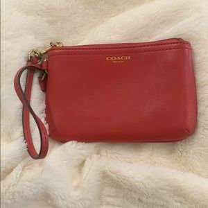 Coach red leather wristlet